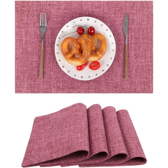 Woven Fabric Placemats Set of 4 Heat Resistant Place Mats Non Slip Washable Double Layer Cloth Placemats Reversible Table Mats Kitchen Dining Table Decor