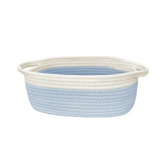 Woven Fabric Rope Storage Basket with Handle for Closet Shelf Organization and Gift Baskets Multicolor 12x8x5 Inches