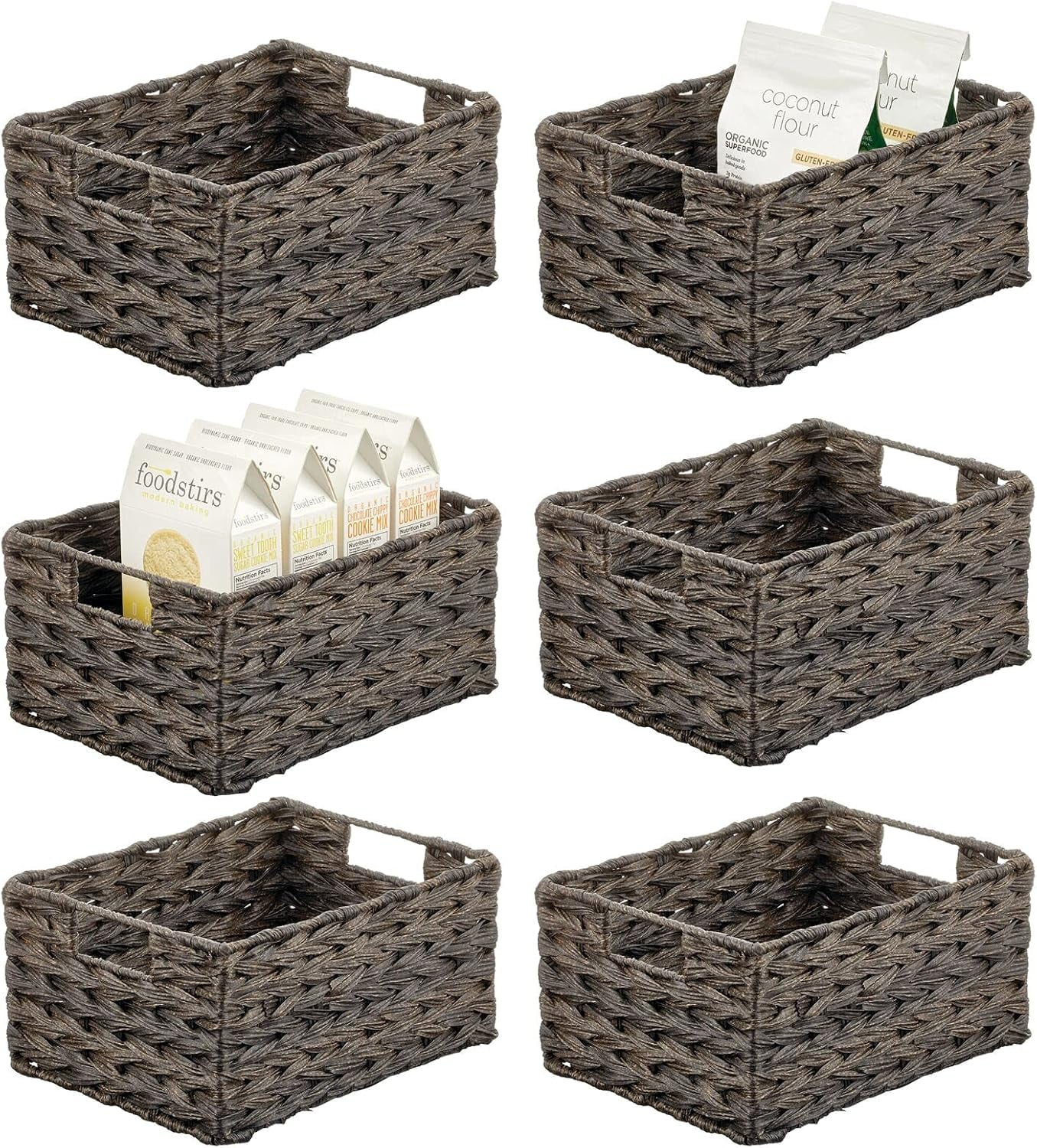 Woven Farmhouse Kitchen Pantry Food Storage Organizer Basket Box ...