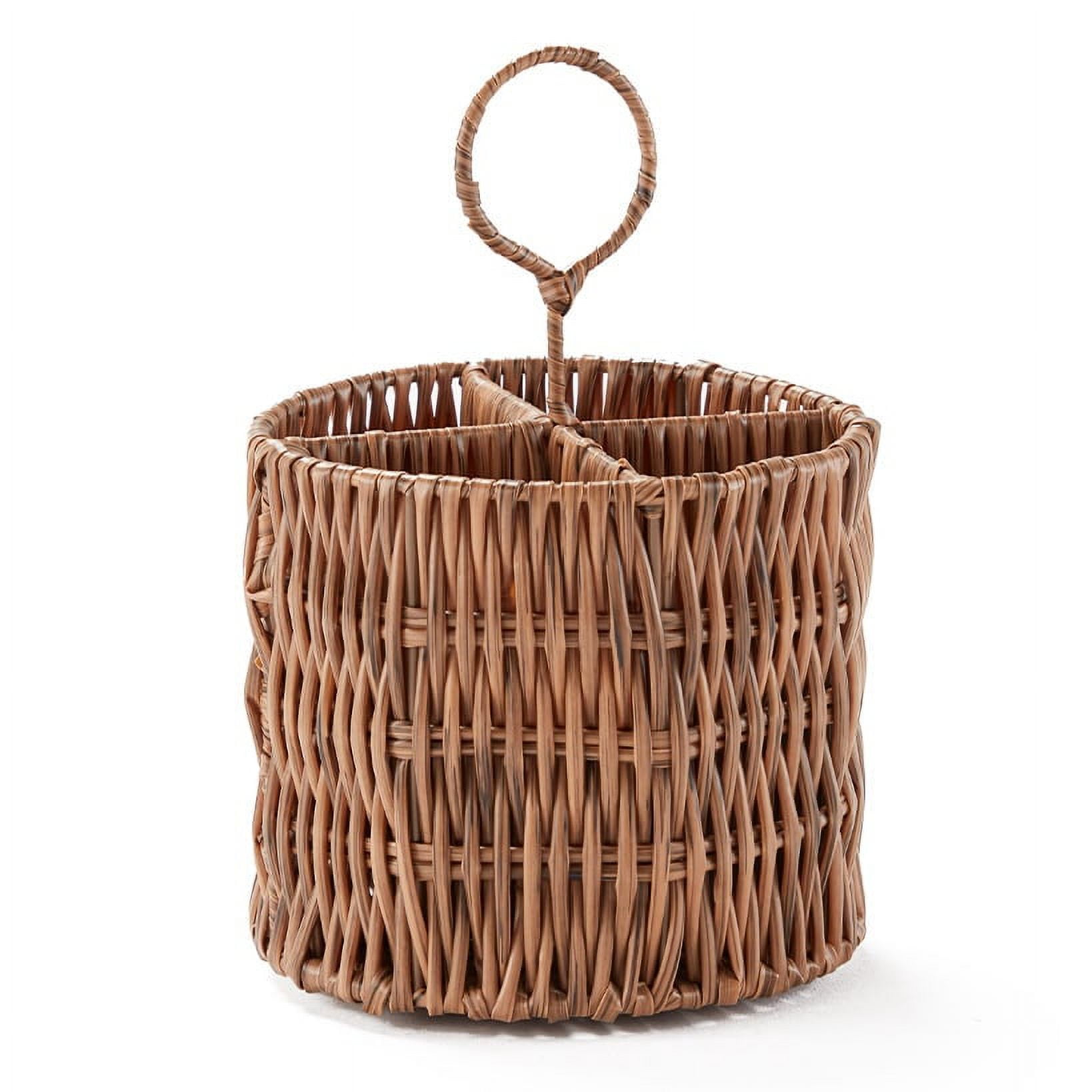 Woven Flatware Caddy Wicker Utensil Holder & Organizer Country