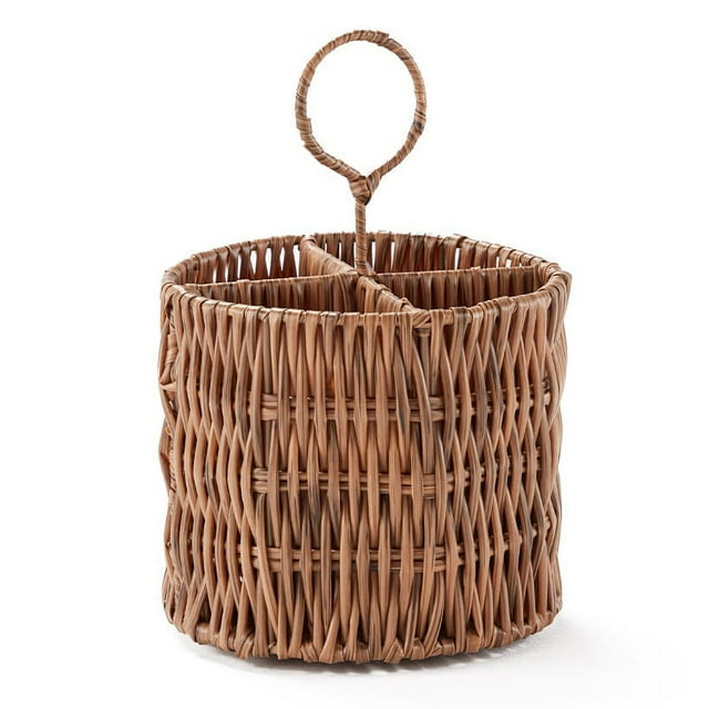 Woven Flatware Caddy - Wicker Utensil Holder & Organizer - Country ...