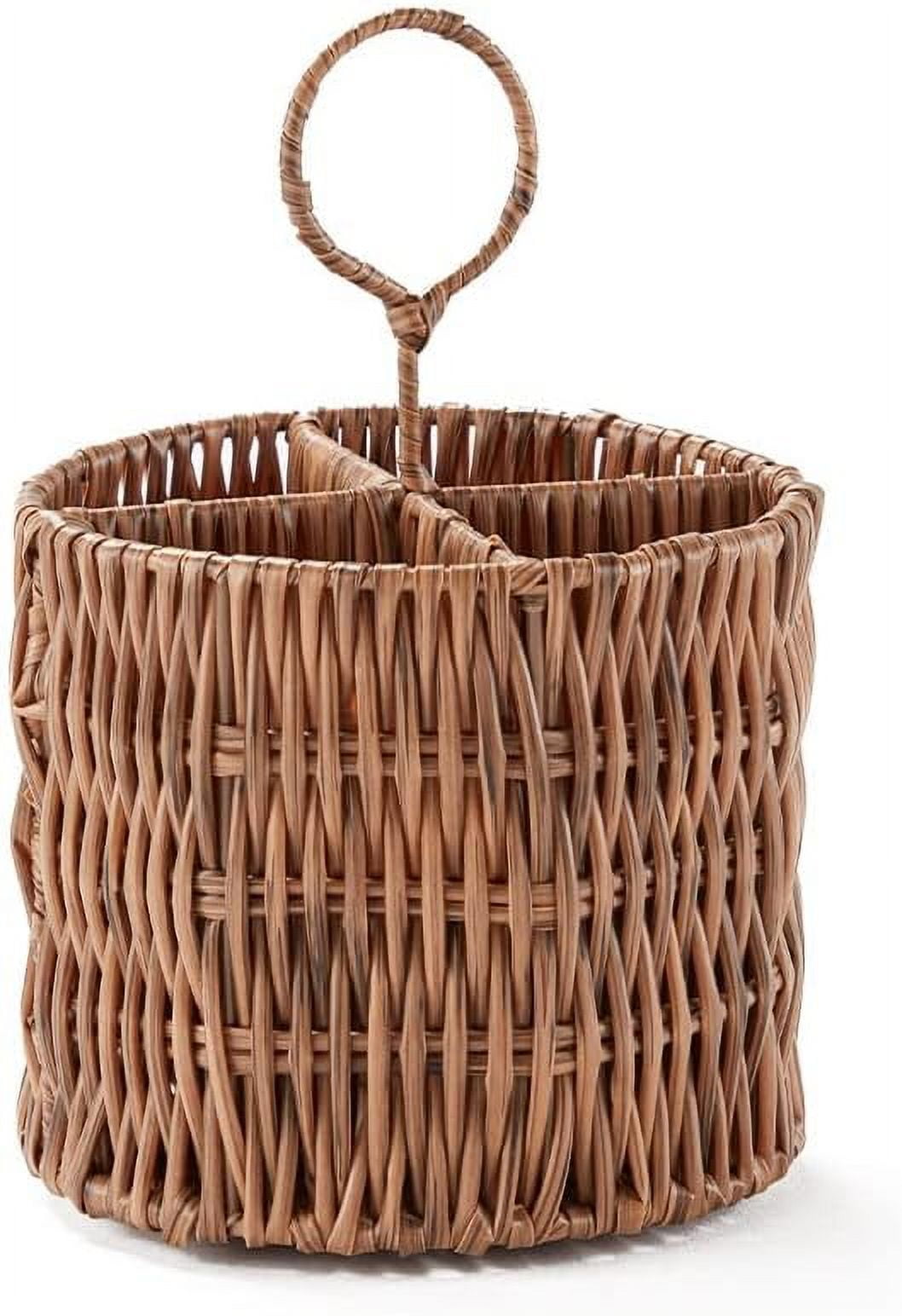 Woven Flatware Caddy Wicker Utensil Holder & Organizer Country