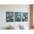 Sea Drawinds Woven Floral Tapestry Prints Set Of 3, Teal Green Botanical Wall Art ...
