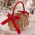 thumbnail image 1 of Woven Flower Basket Elegant Rustic Bows Large Capacity Lightweight Portable Basket for Storage,Weddings and Picnic (Red, 15cmx24cm), 1 of 6