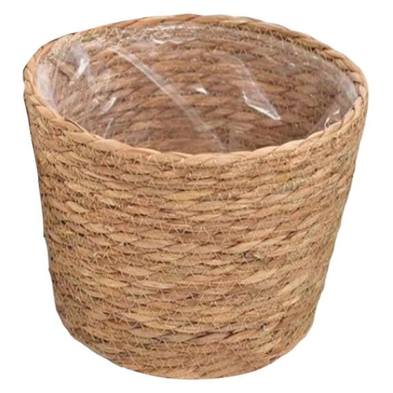 Woven Flower Basket for Plants – Handmade Natural Straw Floor Planter Pot, Boho Greenery Decor for Living Room & Patio