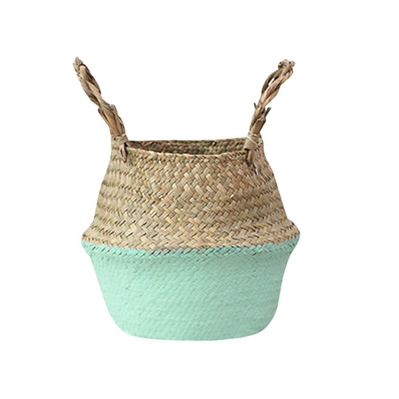 Woven Flower Pot Sea Grass Foldable Storage Basket 8.66 Inch Inner Diameter Hand Knitted Container for Home Indoor Plant Arrangement Sundry Organizer