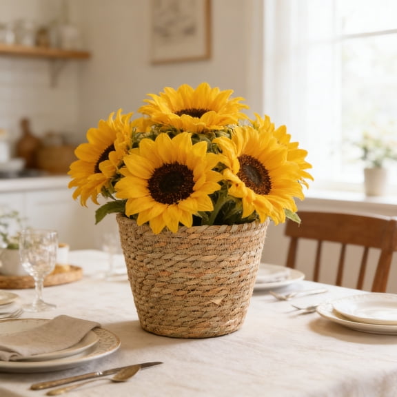 Woven Flower Pot, Storage Basket, Multicolor Plastic Flower Pot Container for Home Garden Decoration, Durable Lightweight Design, 20.5x17x15cm Size