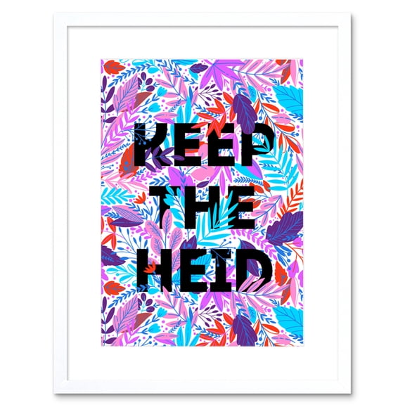 Woven Flower Typography Scotland Keep Heid Artwork Framed Wall Art Print 9X7 Inch