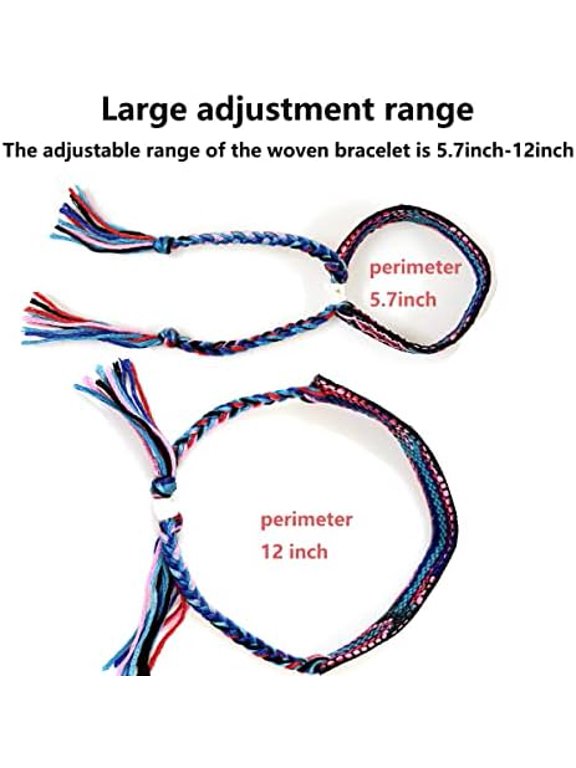 Woven Friendship Bracelets, Braided Bracelets String, Adjustable Nepal BraceletMexico Wave Anklet for Best Friends Kids Women Girls Kids Men, Assorted Colorful12PCS