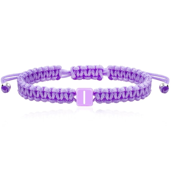 Woven Friendship Bracelets for Teen Girls Adjustable Braided Wrap Bracelets Boho String Bracelets for Women Men (Purple Rope-Letter I)