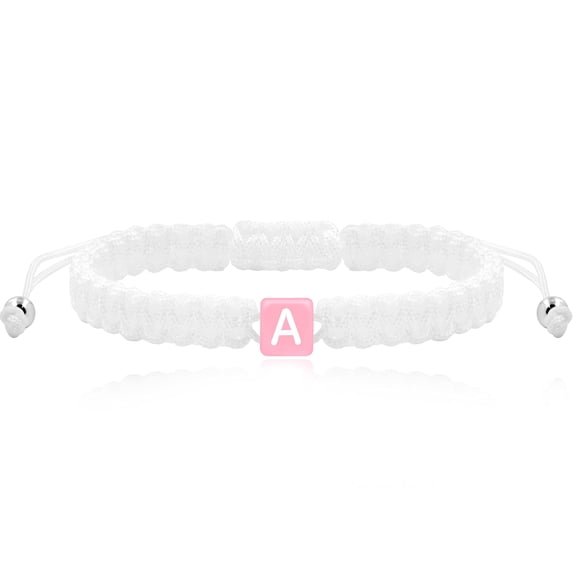Woven Friendship Bracelets for Teen Girls Adjustable Braided Wrap Bracelets Boho String Bracelets for Women Men (White Rope-Letter A)