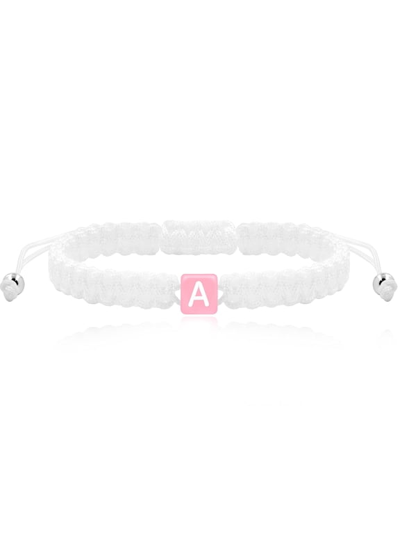 Woven Friendship Bracelets for Teen Girls Adjustable Braided Wrap Bracelets Boho String Bracelets for Women Men (White Rope-Letter A)