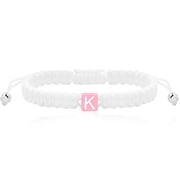 Woven Friendship Bracelets for Teen Girls Adjustable Braided Wrap Bracelets Boho String Bracelets for Women Men White Rope-Letter K