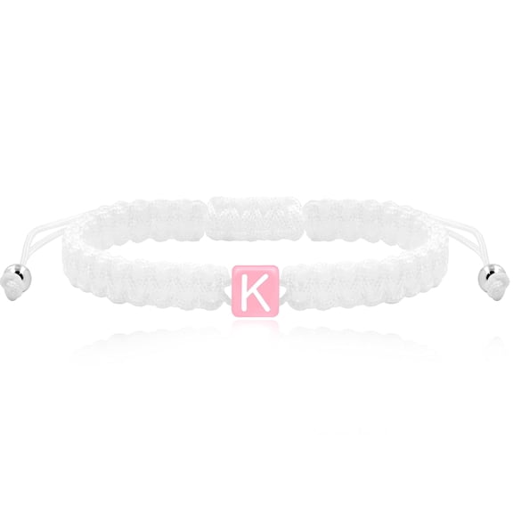 Woven Friendship Bracelets for Teen Girls Adjustable Braided Wrap Bracelets Boho String Bracelets for Women Men (White Rope-Letter K)