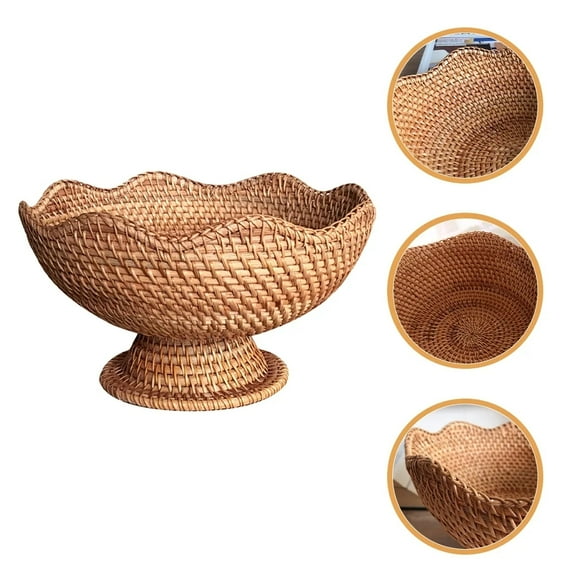 Woven Fruit Basket, Footed Table Centerpiece & Decorative Bowl 25cm