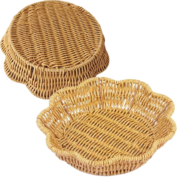 Woven Fruit Storage Basket, TGY 11 Inch Decorative Rattan Bread Serving Tray, Handwoven Fruit & Serving Basket for Snacks Dried Fruits and Small Kitchen Items