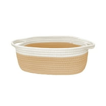 Woven Gift Basket Cotton Rope Organizing Baskets for Small Items Cute Soft Gift Storage Bin Decoration for Bedroom Living Room (Khaki)