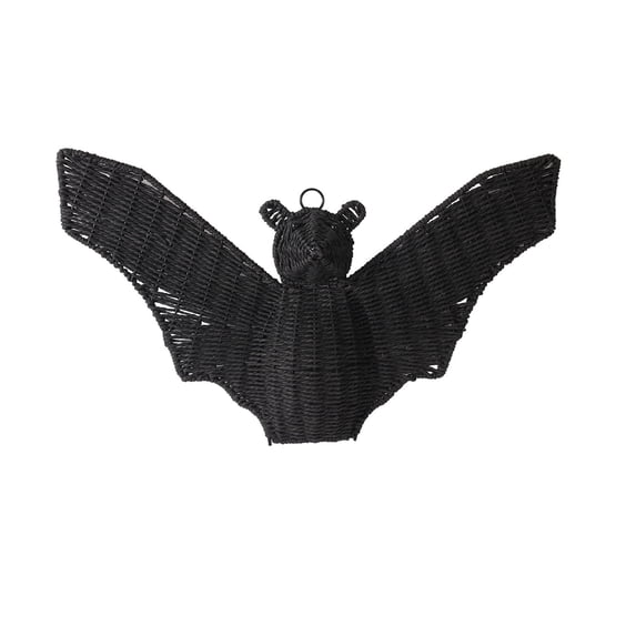 Woven Halloween Decorations – Halloween Rattan Bat, Black Hanging Bat Halloween Decoration, Halloween Woven Bat Decor, Rustic Woven Wicker Bat for Haunted House Party Home Garden Patio Wall Decor