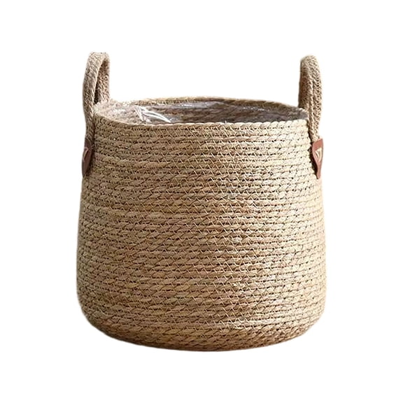 Woven Handmade Natural Grass Fiber Decorative Cover for Indoor Outdoor Garden Pot Floor Greenery Home Room Decoration