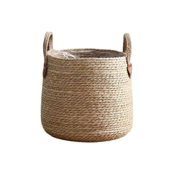 Woven Handmade Plant Basket 9x9x2 Inch Natural Rattan Basket Planter with Handles Indoor Outdoor Plant Baskets for Houseplants Decor