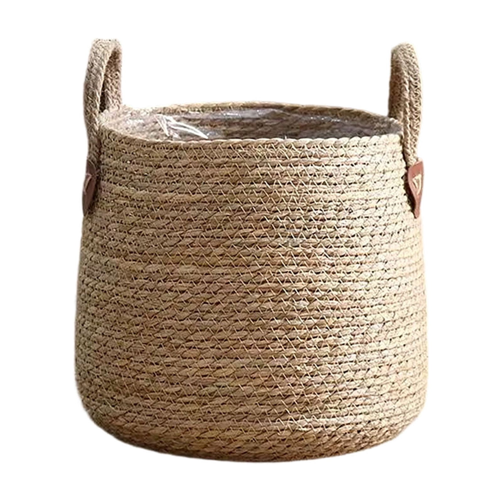Woven Handmade Plant Basket 9x9x2 Inch Natural Rattan Basket Planter with Handles Indoor Outdoor Plant Baskets for Houseplants Decor