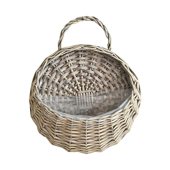 Woven Hanging Basket Natural Wicker Planter with Breathable Plastic Liner for Indoor Outdoor Use | Decorative Storage Solution for Garden Patio Balcony Bedroom | Durable Easy Clean