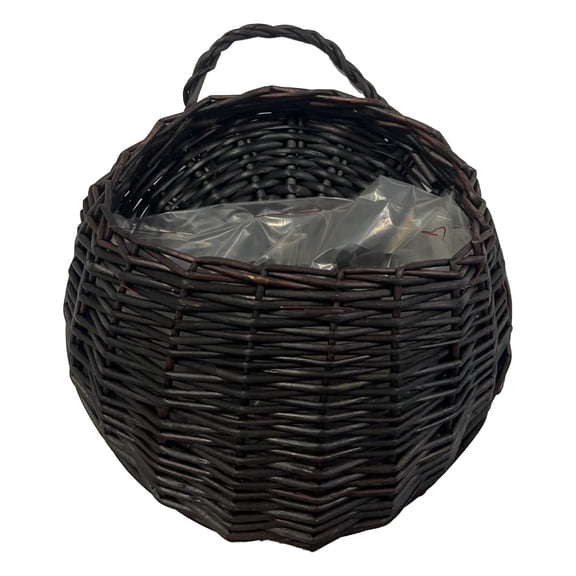 Woven Hanging Basket Round Wall Mounted with Handle Natural Rattan Storage Organizer Home Decor Small Space Compact Circular Basket for Organizing Towels Toys Kitchen Bathroom Coffee Color