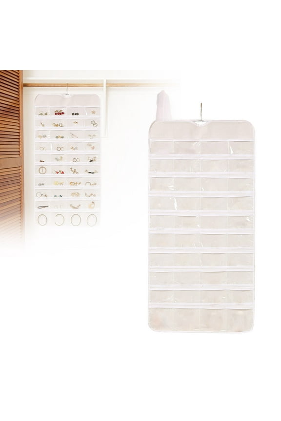 Home Textile Storage Organizer for Bedroom Hanging Jewelry Organizer Bag with 80 Pockets for Earrings Rings Necklaces and More Home