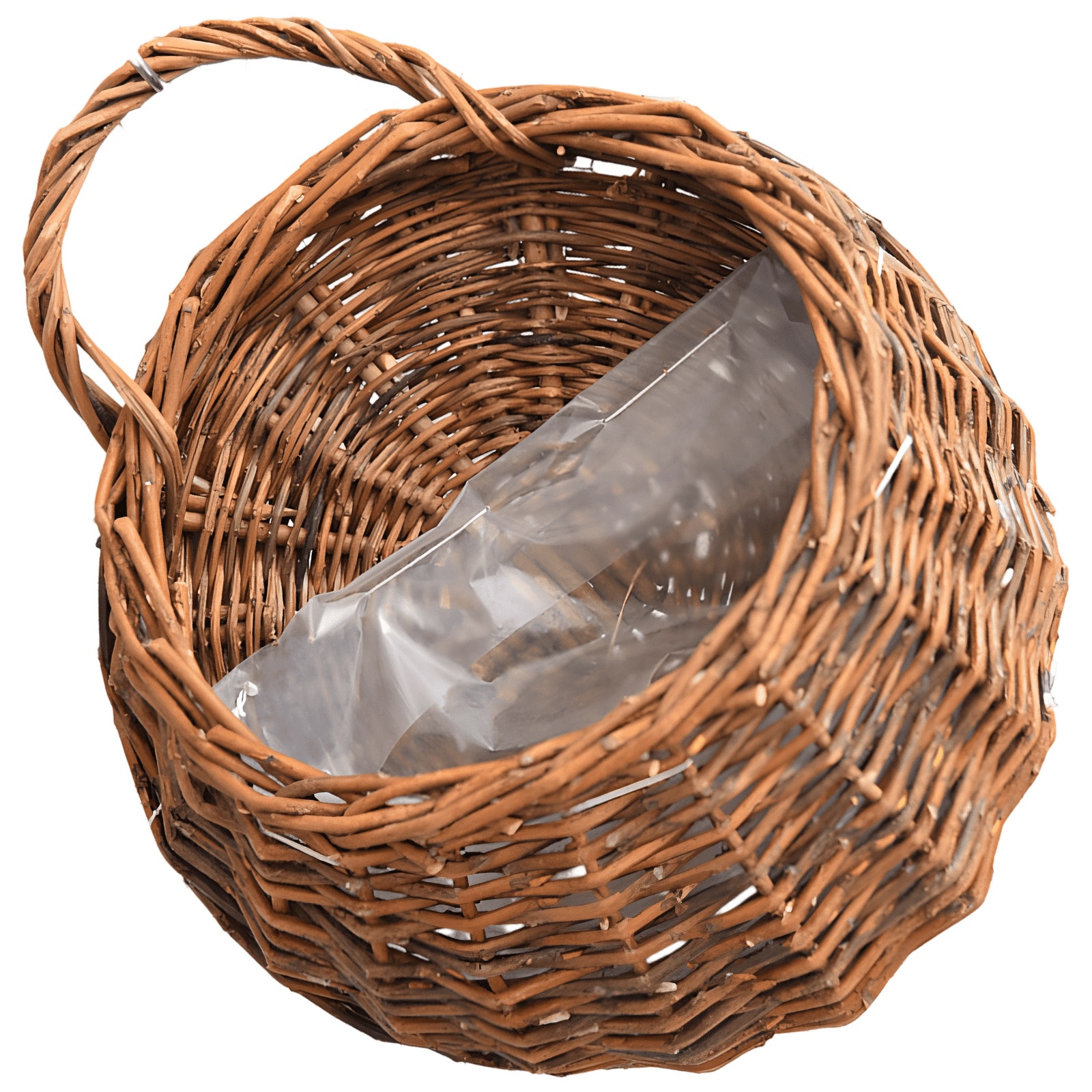 Woven Hanging Planter Basket, Willow Flower Basket with Waterproof Liner, Large 11.4 in（29 cm）, Wall Hanging Plant Containers for Indoor Outdoor Plants, Brown