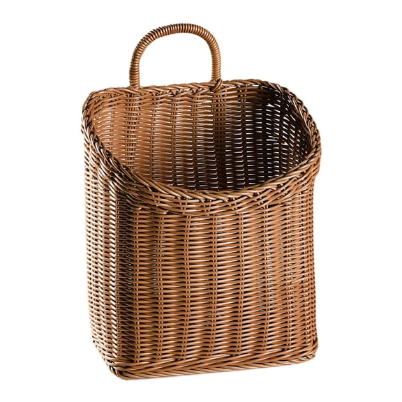 Woven Hanging Wicker Basket for Door, Handmade Rattan Hanging Wall Baskets for Garden Farmhouse Home (Brown)