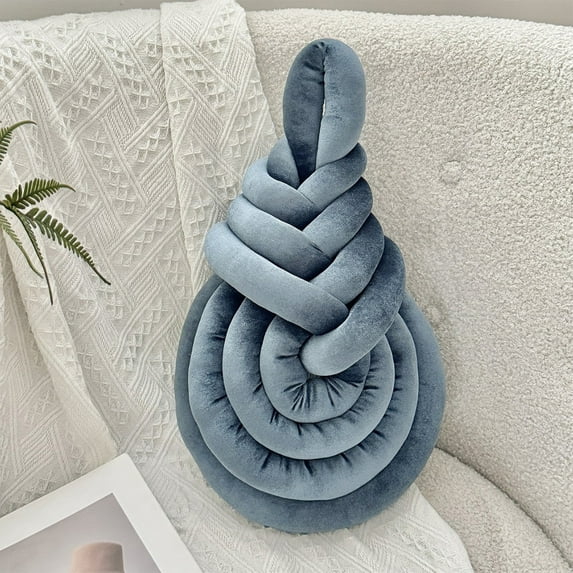 Woven Harp Throw Pillow for Sofa Decor, Bohemian Knotted Accent Pillow for Living Room Bedroom, Decorative Cushion for Home Decor(Blue)