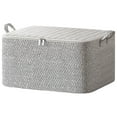 thumbnail image 1 of ​Woven Herringbone Storage Box with Zipper & Handles, Gray Black Patterned Fabric Organizer Bin for Closet, Linens, Toys, & Home Organization​​ A, 1 of 2