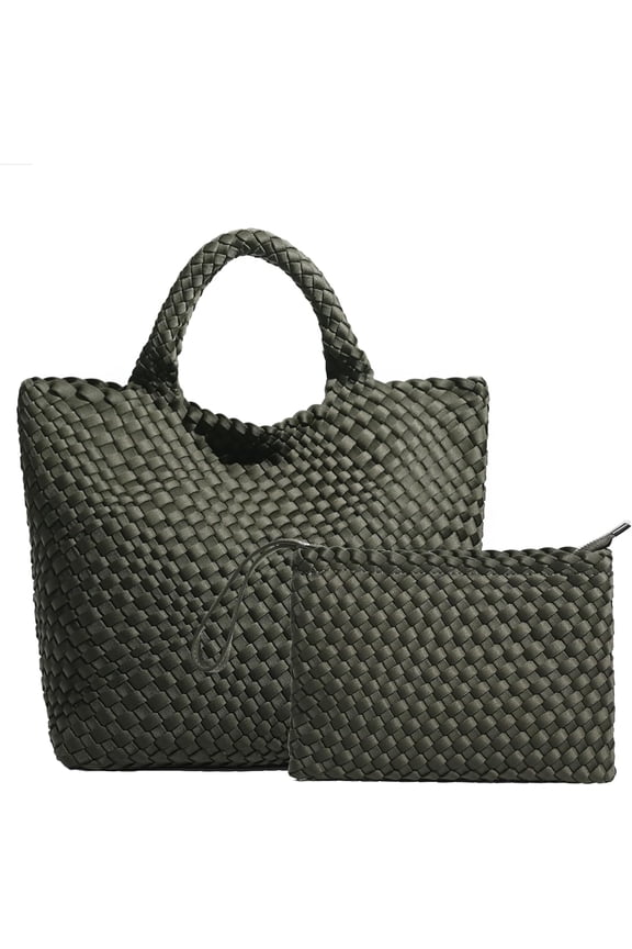 Woven Hobo Bag For Women Neoprene Tote Bag Large Capacity Handbag Patchwork Handmade Casual Shoulder Bags