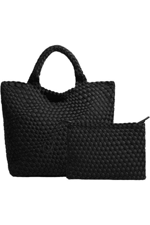 Woven Hobo Bag For Women Neoprene Tote Bag Large Capacity Handbag Patchwork Handmade Casual Shoulder Bags