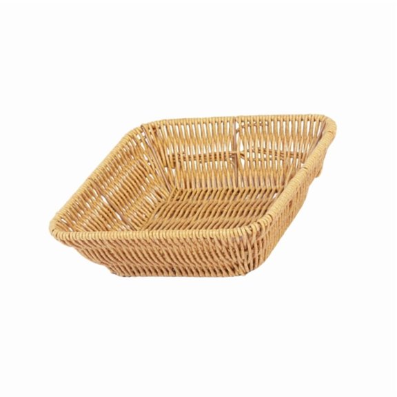 Woven Imitation Rattan Plastic Fruit Storage Basket Serving Tray For Kitchen
