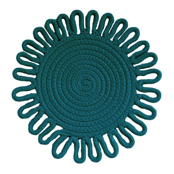 Woven Insulation Mat Table Mat Dark Green 24Cm-Woven Floral Placemat Cotton Cord Vintage Woven Insulation Mat Kitchen Floral Placemat Handmade Cotton Pot Cushion Cup (Diameter 7.1 "9.4" 11.8 ")