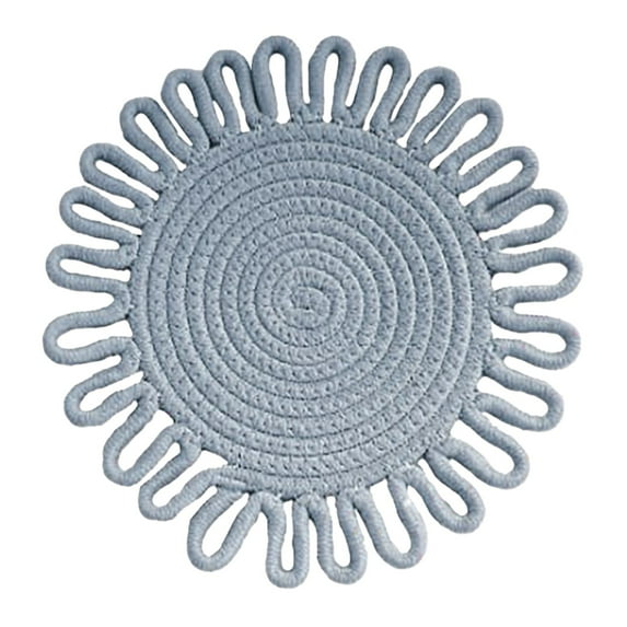 Woven Insulation Mat Table Mat Light Gray 18Cm, Woven Floral Placemat Cotton Cord Vintage Woven Insulation Mat Kitchen Floral Placemat Handmade Cotton Pot Cushion Cup (Diameter 7.1 "9.4" 11.8 ")