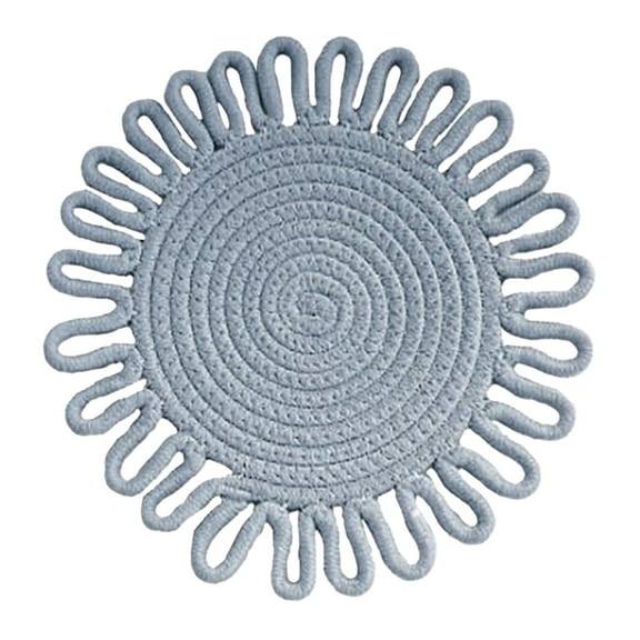 Woven Insulation Mat Table Mat Light Gray 18Cm, Woven Floral Placemat Cotton Cord Vintage Woven Insulation Mat Kitchen Floral Placemat Handmade Cotton Pot Cushion Cup (Diameter 7.1 "9.4" 11.8 ")