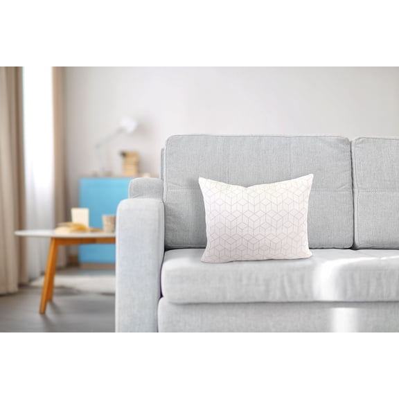 Woven Jacquard Geo Design White 15x20 Throw Pillow