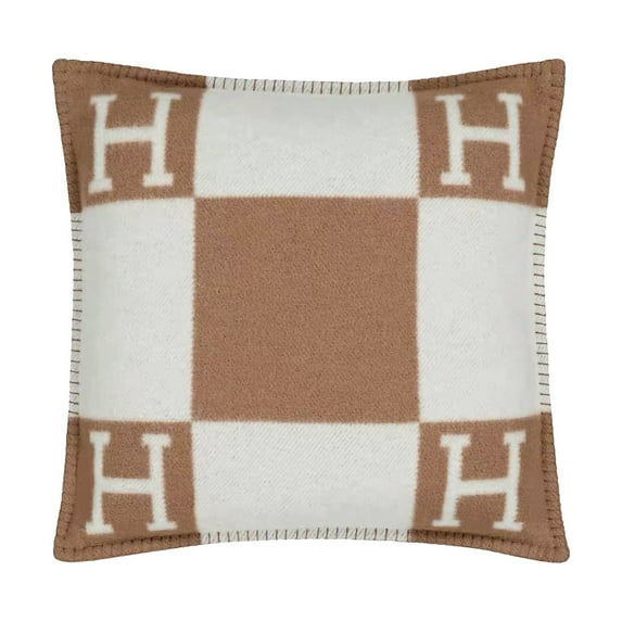 Woven Jacquard Pillow Pillow Case H Pillow H Blanket Cushion Sofa Wool Pillow Home Pillowcase - brown