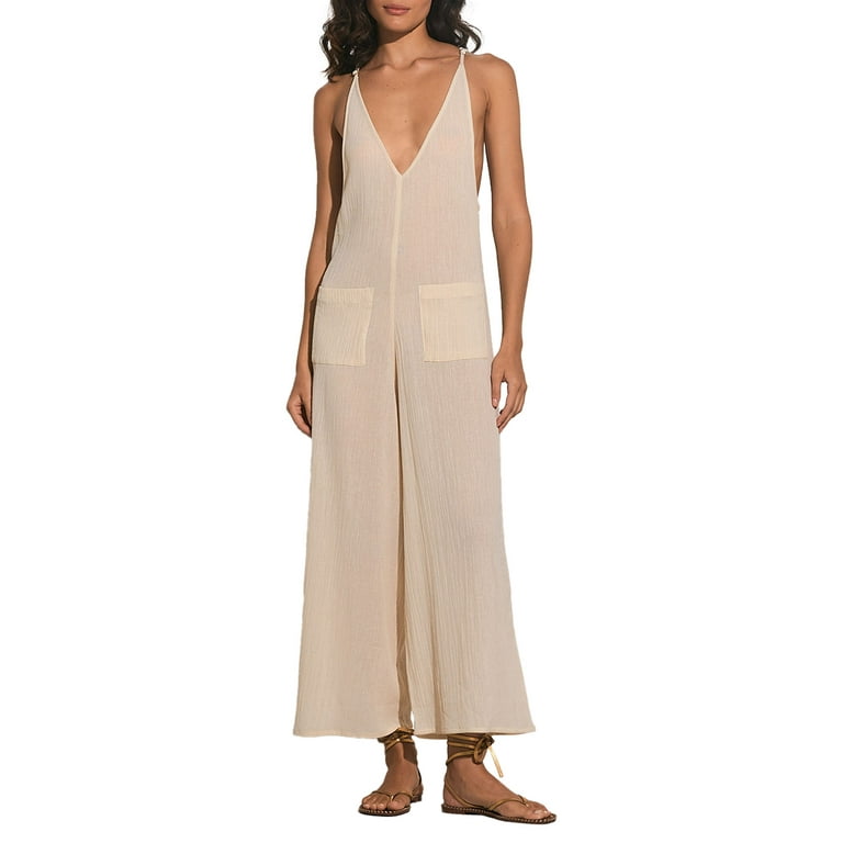 Woven Jumpsuit Cover Up Swimsuit