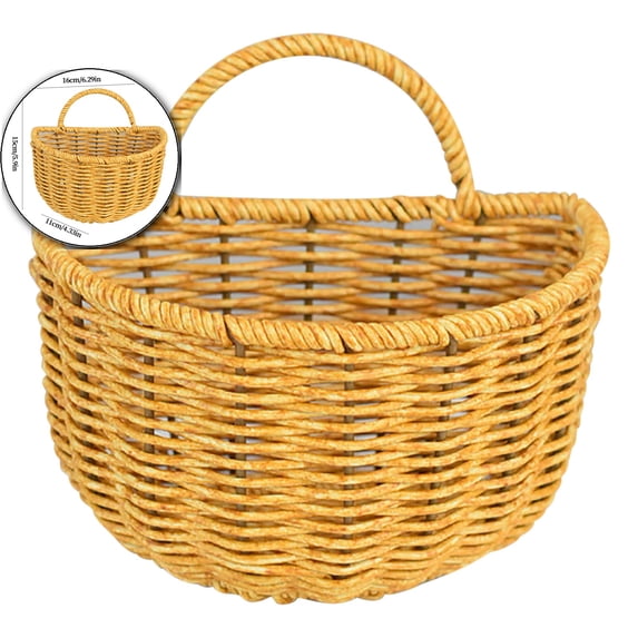 Woven Kitchen Storage Basket 6 Inch Hanging Wall Basket for Fruits Vegetables Garlic Onion Bathroom Organization