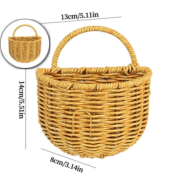 Woven Kitchen Storage Basket 6 Inch Hanging Wall Basket for Fruits Vegetables Garlic Onion Bathroom Organization