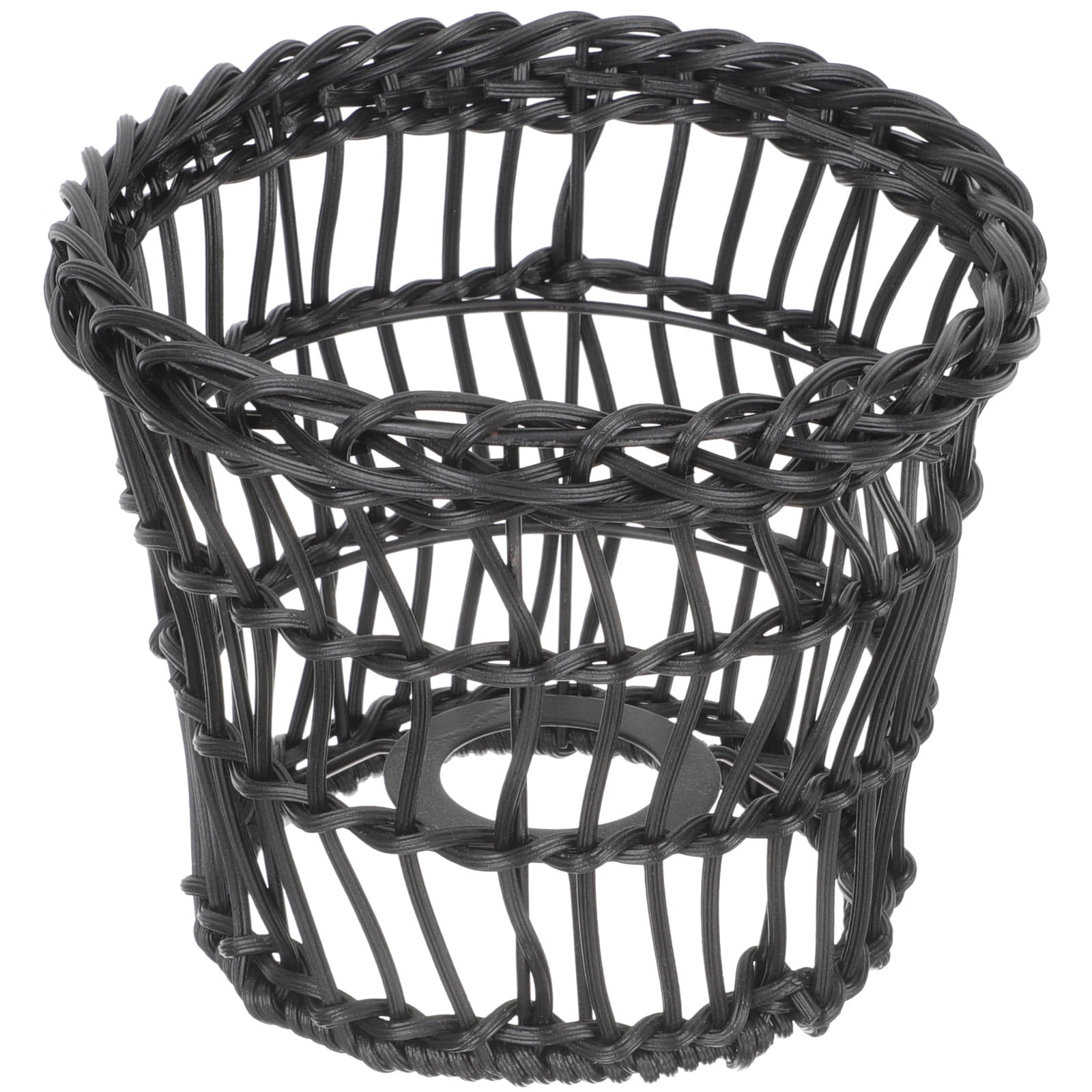 Rattan Woven Lampshade for Ceiling Lamp Black Metal and Rattan ...
