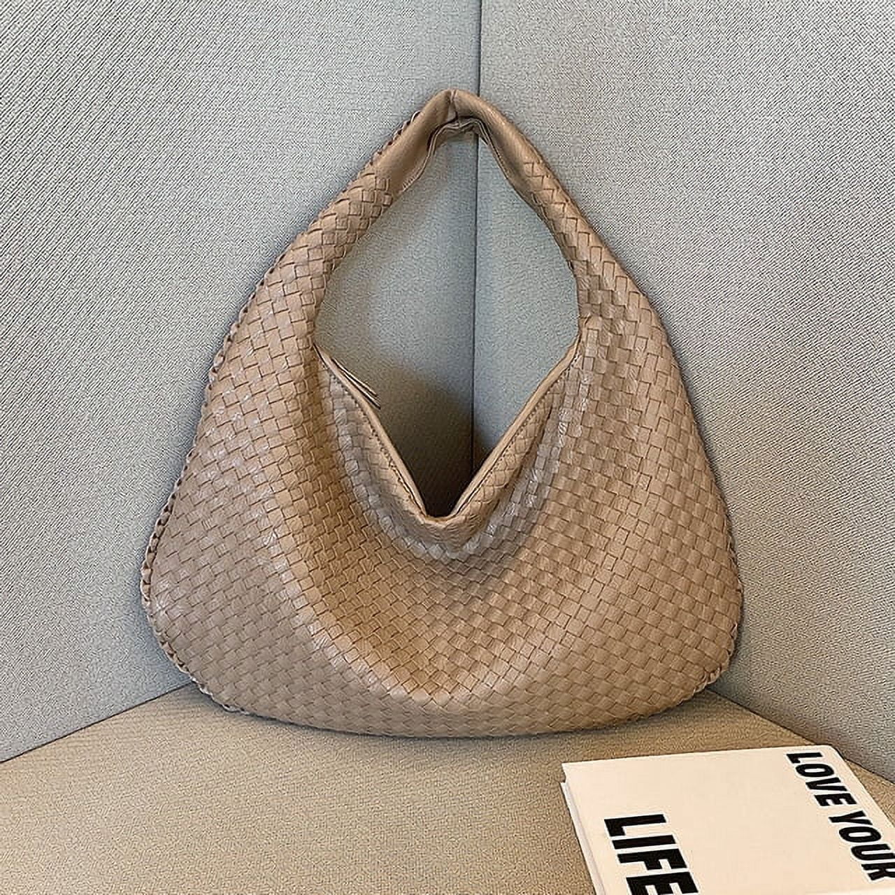 QUARRYUS Woven Leather Bag  Handbag High Quality Solid Print Shoulder Tote Bag  For Women