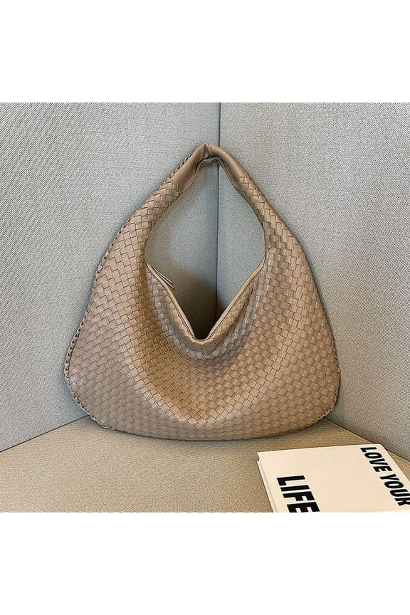 Woven Leather Bag Handbag High Quality Solid Print Shoulder Tote Bag For Women