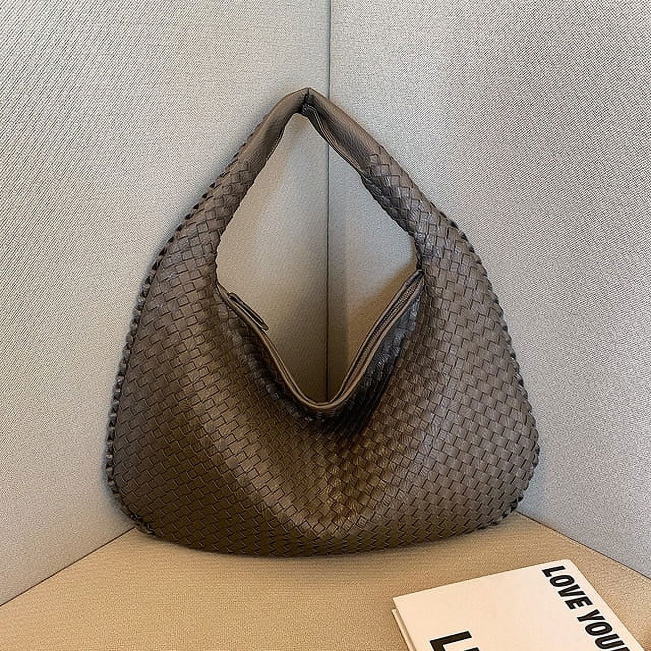QUARRYUS Woven Leather Bag 2023 Trend Fashion Luxury Designer Handbag High Quality Black Gray Blue Pink Brown Shoulder Tote Bag for Women, Women's
