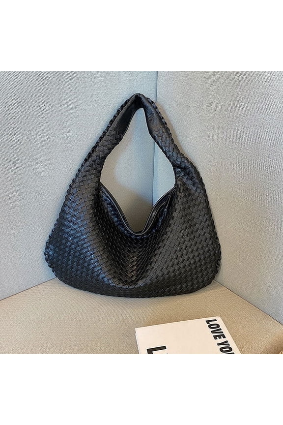 Woven Leather Bag Handbag High Quality Black Gray Blue Pink Brown Shoulder Tote Bag for Women