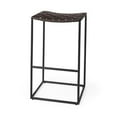 thumbnail image 1 of Woven Leather Bar Stool, Dark Brown, 1 of 1