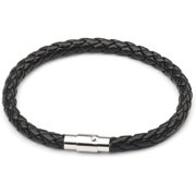 Woven Leather Bracelet,Magnetic Copper Buckle Woven Nail Buckle PU Leather Rope Couple Bracelet, Fashionable Mens Accessories, Jewelry Gifts Black
